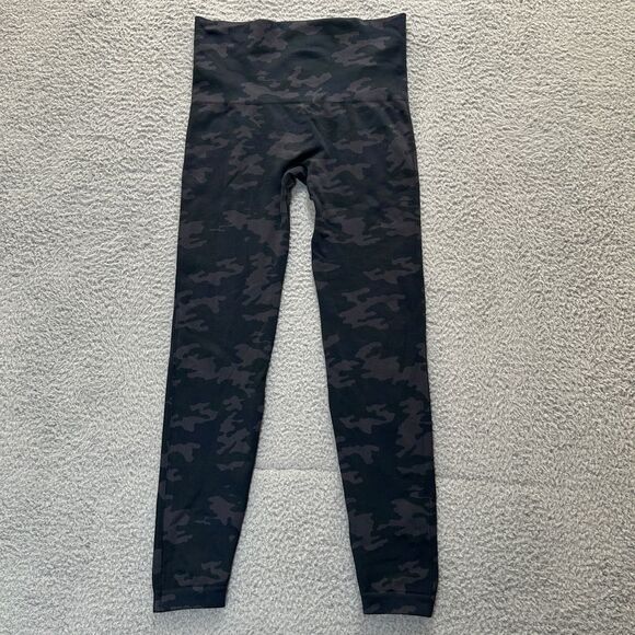 Spanx Leggings Womens Large Black Green Camo Look At Me Now Seamless High Waist - Picture 2 of 11